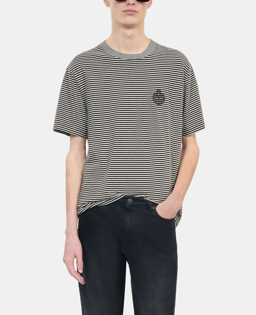 The Kooples HOMBRE BLACK / WHITE camiseta escudo rayas