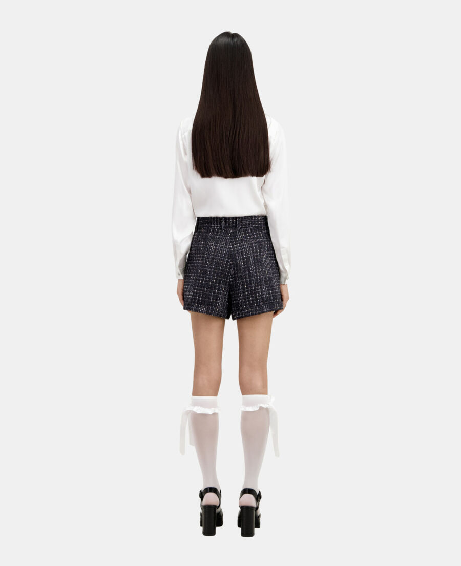 The Kooples FEMME BLACK WHITE short en tweed noir et blanc