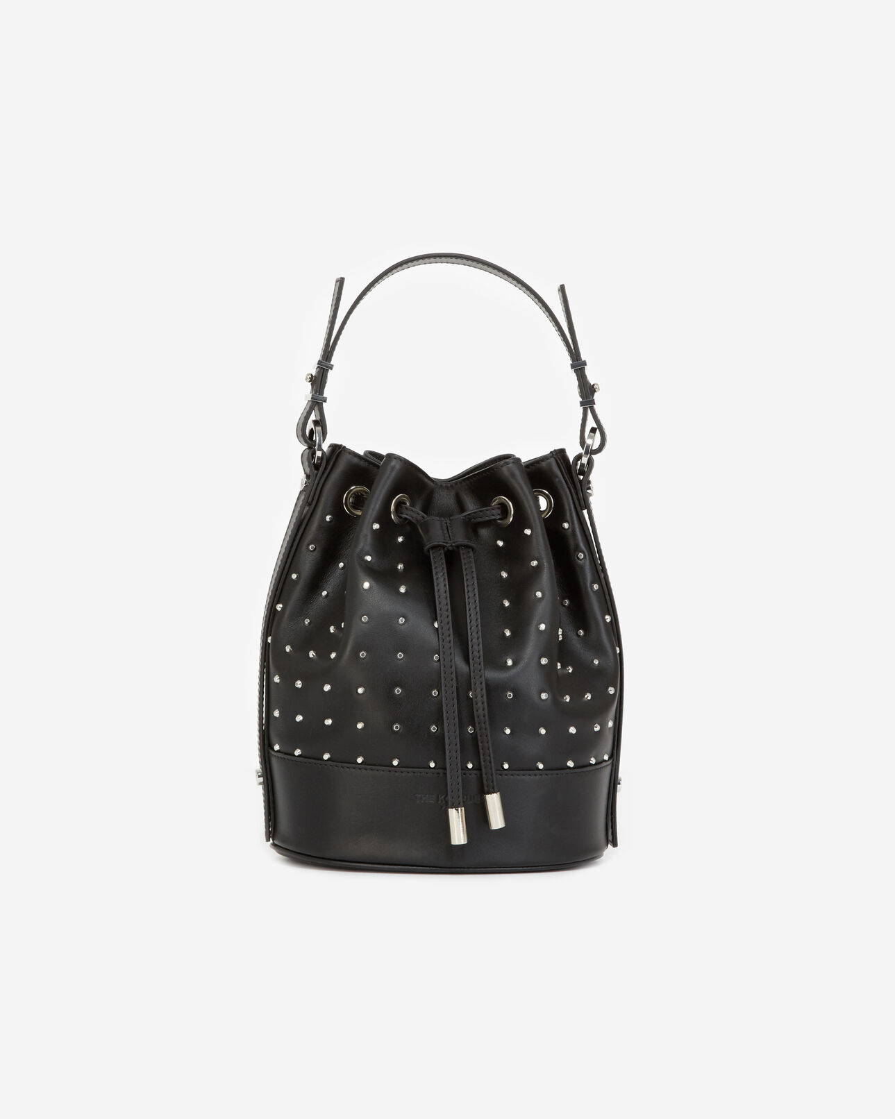 The Kooples WOMEN BLACK / SILVER studded medium tina bag in black leather