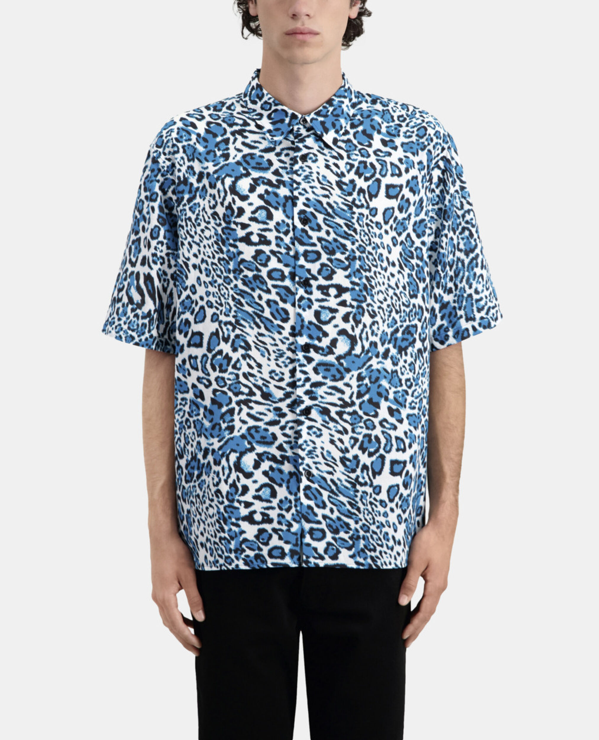 Kurzärmeliges Hemd aus Baumwolle mit Print, BLUE WHITE, hi-res image number null