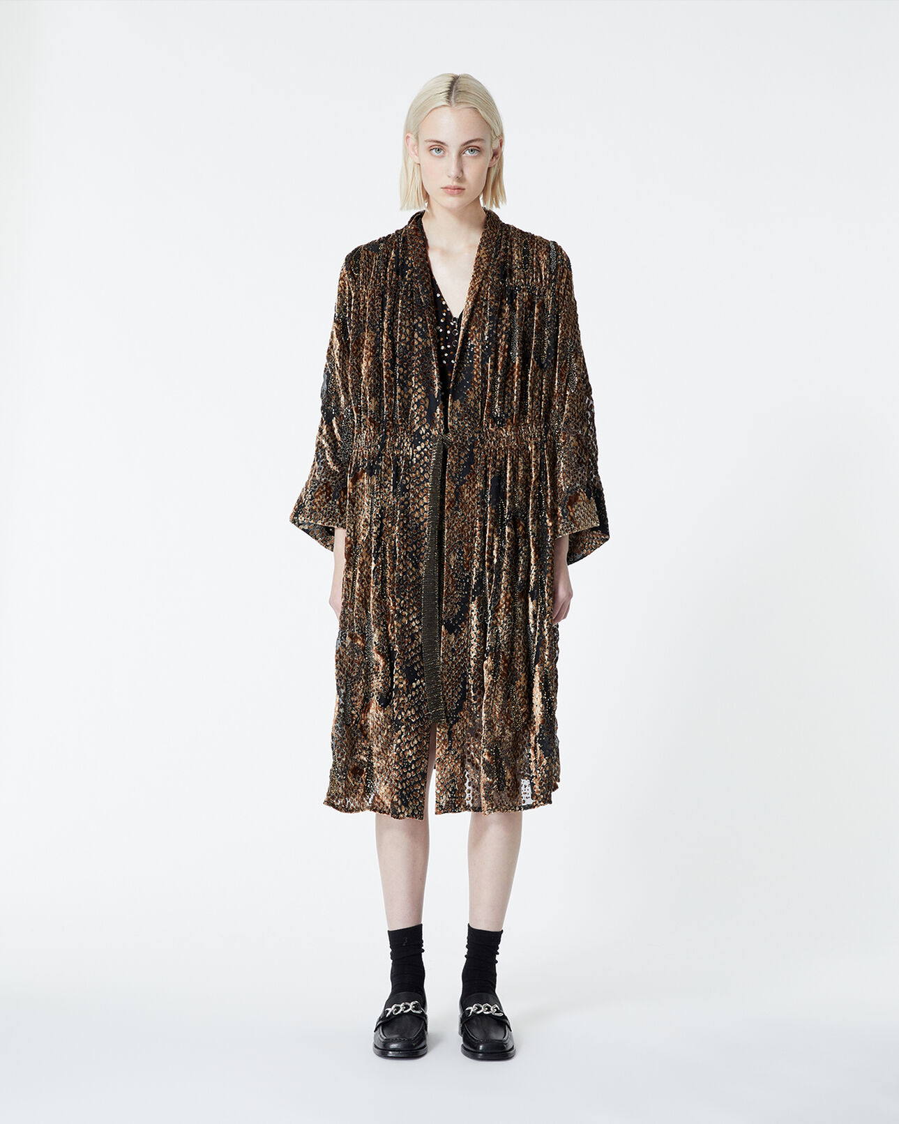 The Kooples FEMME BROWN kimono imprimé serpent burn-out