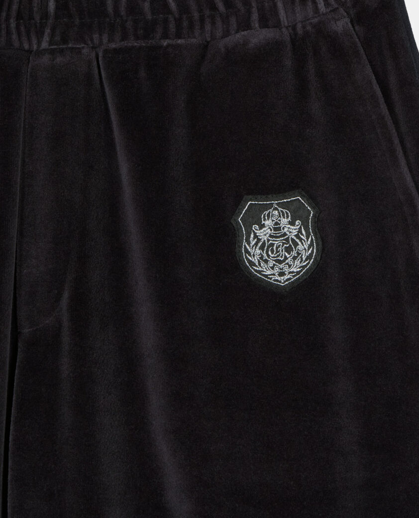 The Kooples FEMME BLACK bas de jogging logo en velours noir