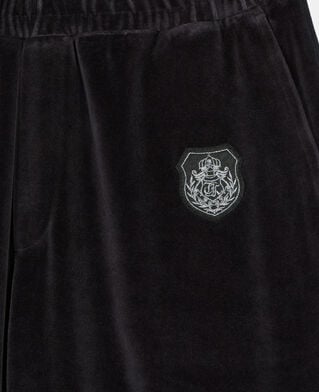 The Kooples DAMEN BLACK schwarze jogginghose mit logo aus samt