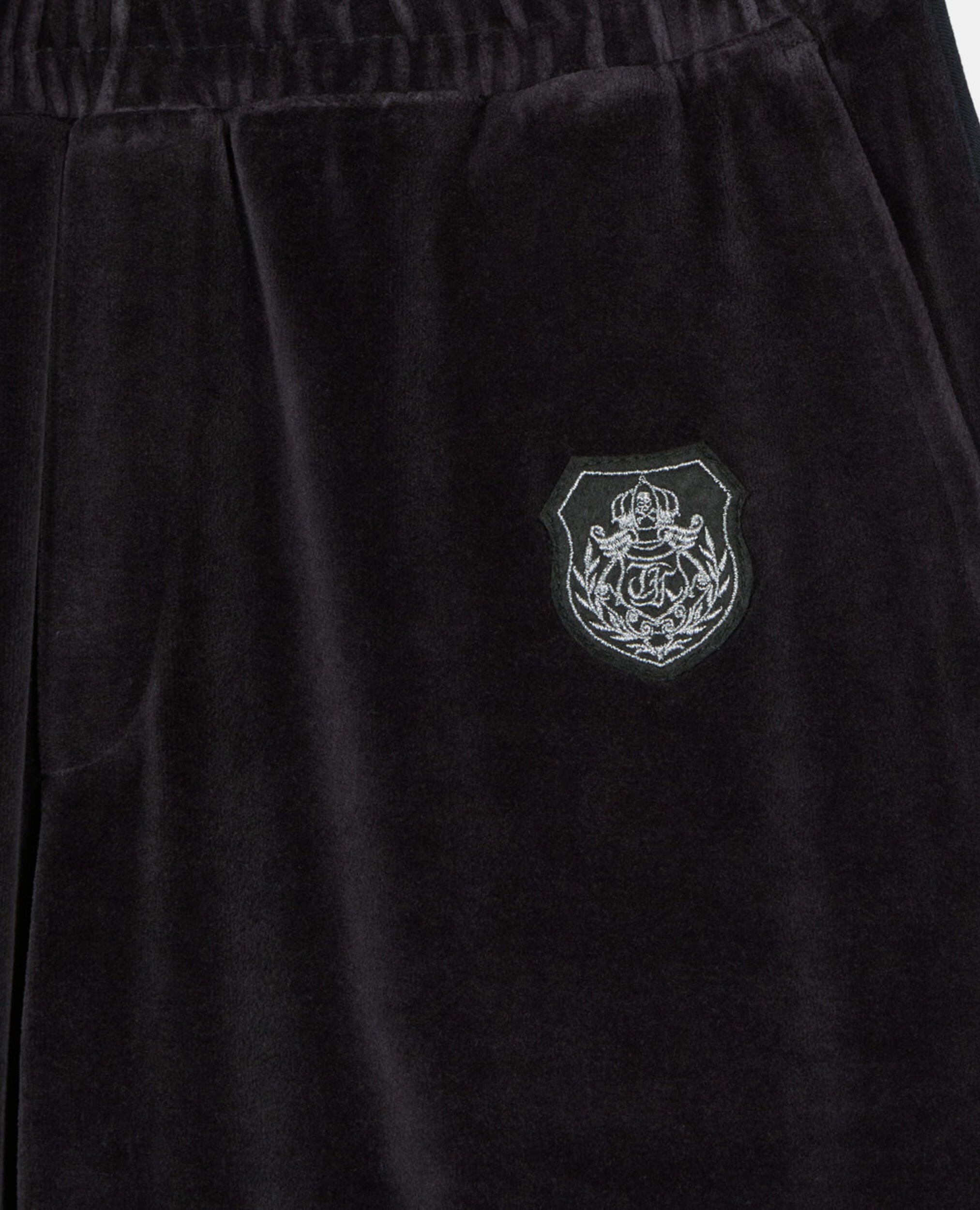 Schwarze Jogginghose mit Logo aus Samt, BLACK, hi-res image number null