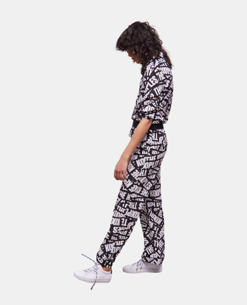 The Kooples FEMME BLACK / WHITE pantalon tape logo