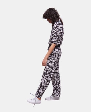 The Kooples FEMME BLACK / WHITE pantalon tape logo
