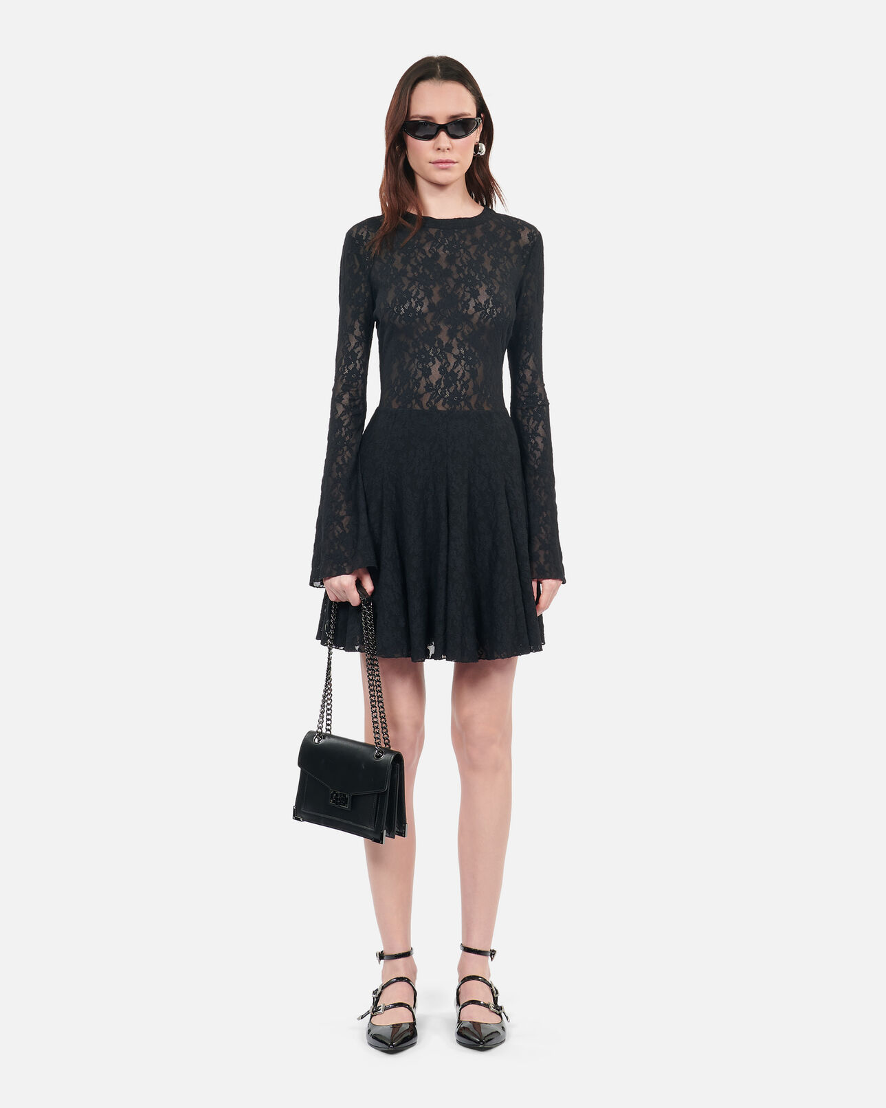 The Kooples WOMEN BLACK short black lace skater dress