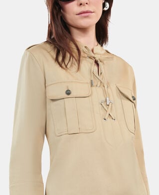 The Kooples FEMME BEIGE robe saharienne courte beige 