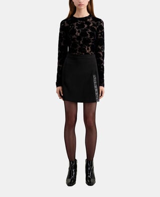 The Kooples DAMEN BLACK schwarzer, kurzer rock aus krepp