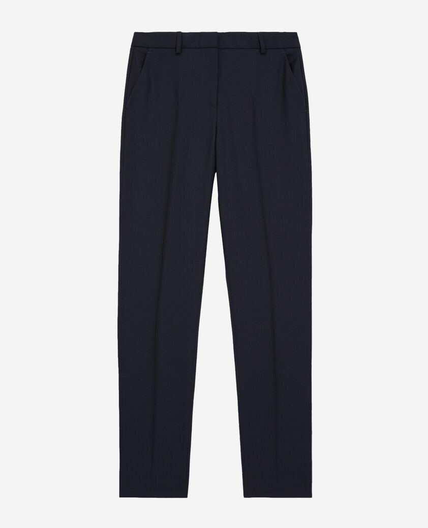 The Kooples FEMME NAVY pantalon tailleur en laine coupe ajustée bleu marine