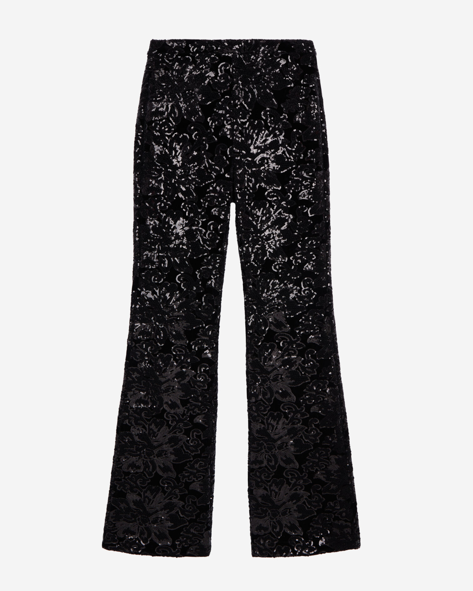 Schwarze Hose aus Samt mit Pailletten, BLACK, hi-res image number null