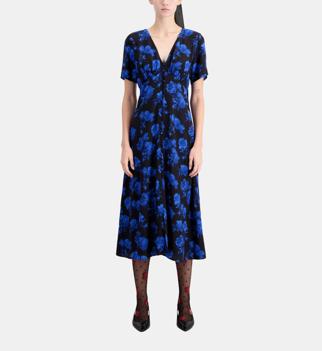 Printed silk top gown