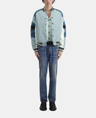 The Kooples HOMME CELADON blouson bleu et vert avec patchwork