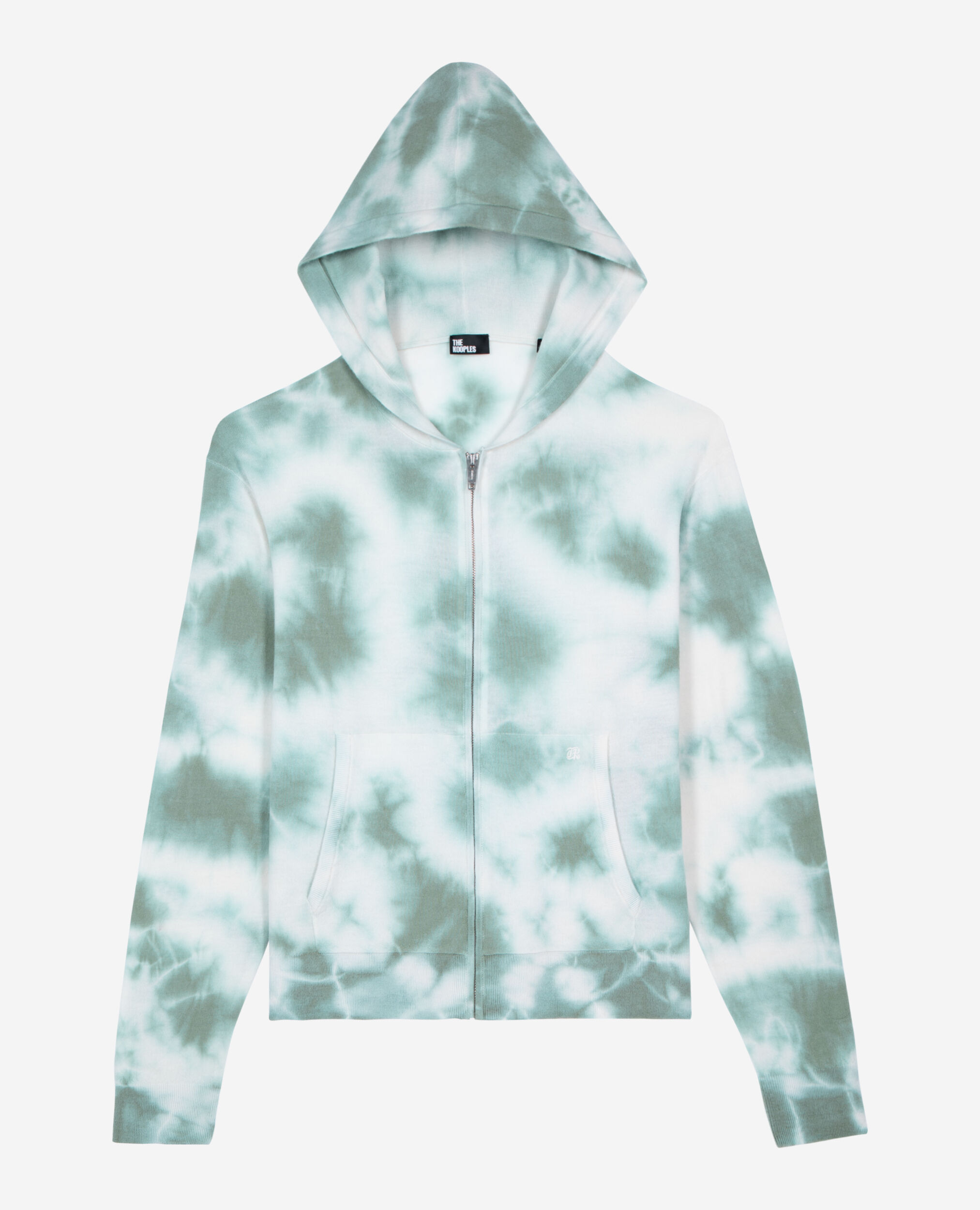 Merino wool tie and dye khaki cardigan, KAKI / WHITE, hi-res image number null