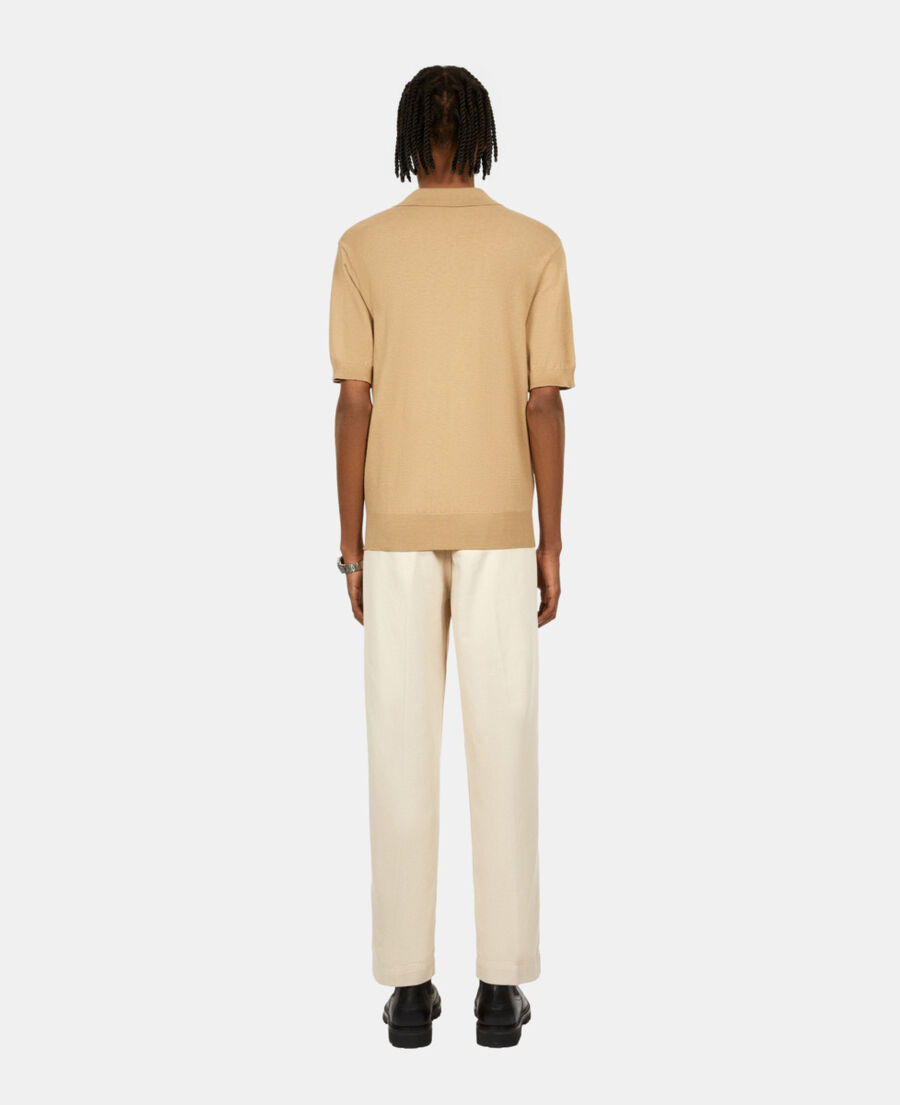 The Kooples H BEIGE brown knitted polo t-shirt