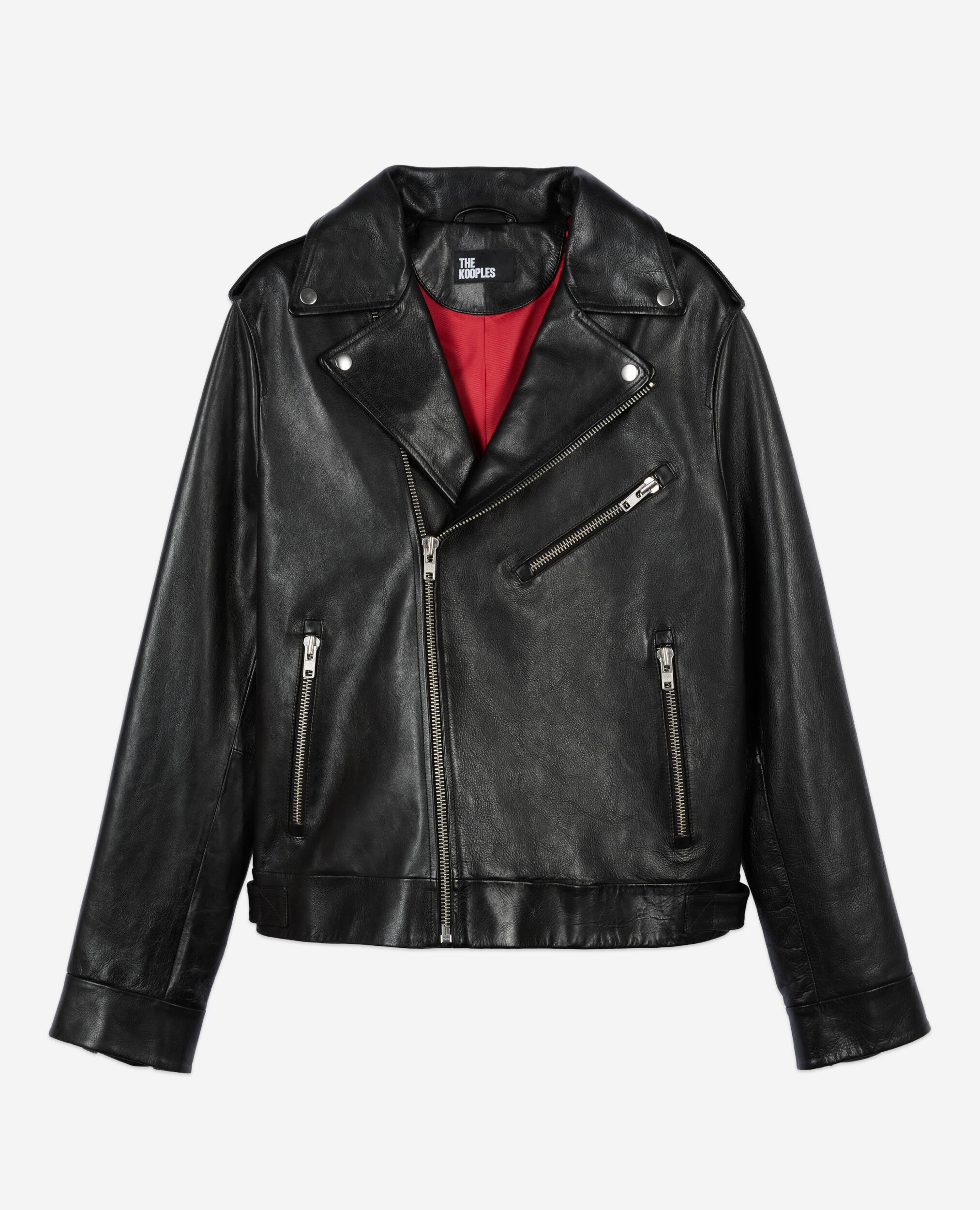 Black leather biker jacket