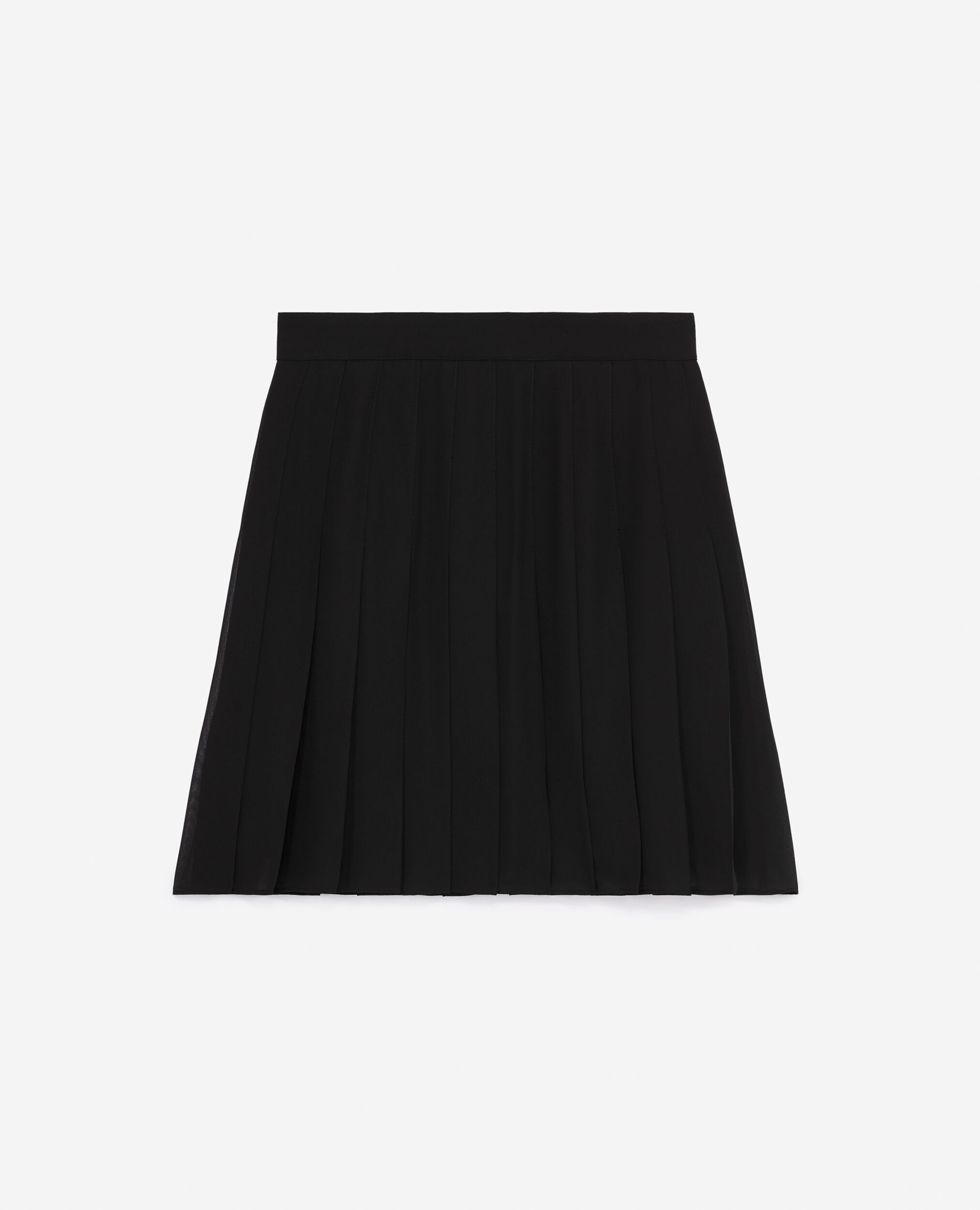 Flowing short black skirt with pleating, BLACK, hi-res image number null