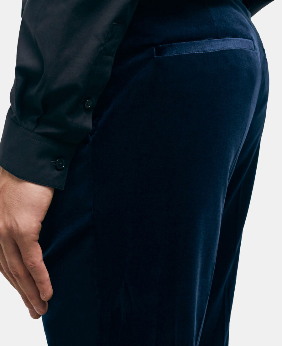 pantalon de costume en velours bleu