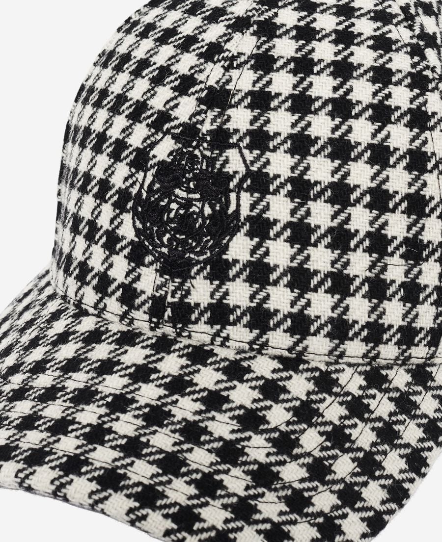 The Kooples MIXED PIED DE POULE black houndstooth wool cap