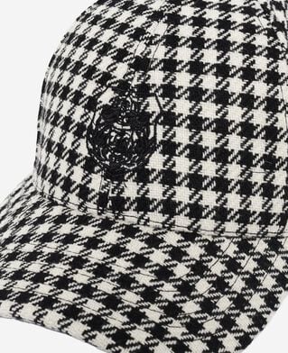 The Kooples MIXED PIED DE POULE black houndstooth wool cap