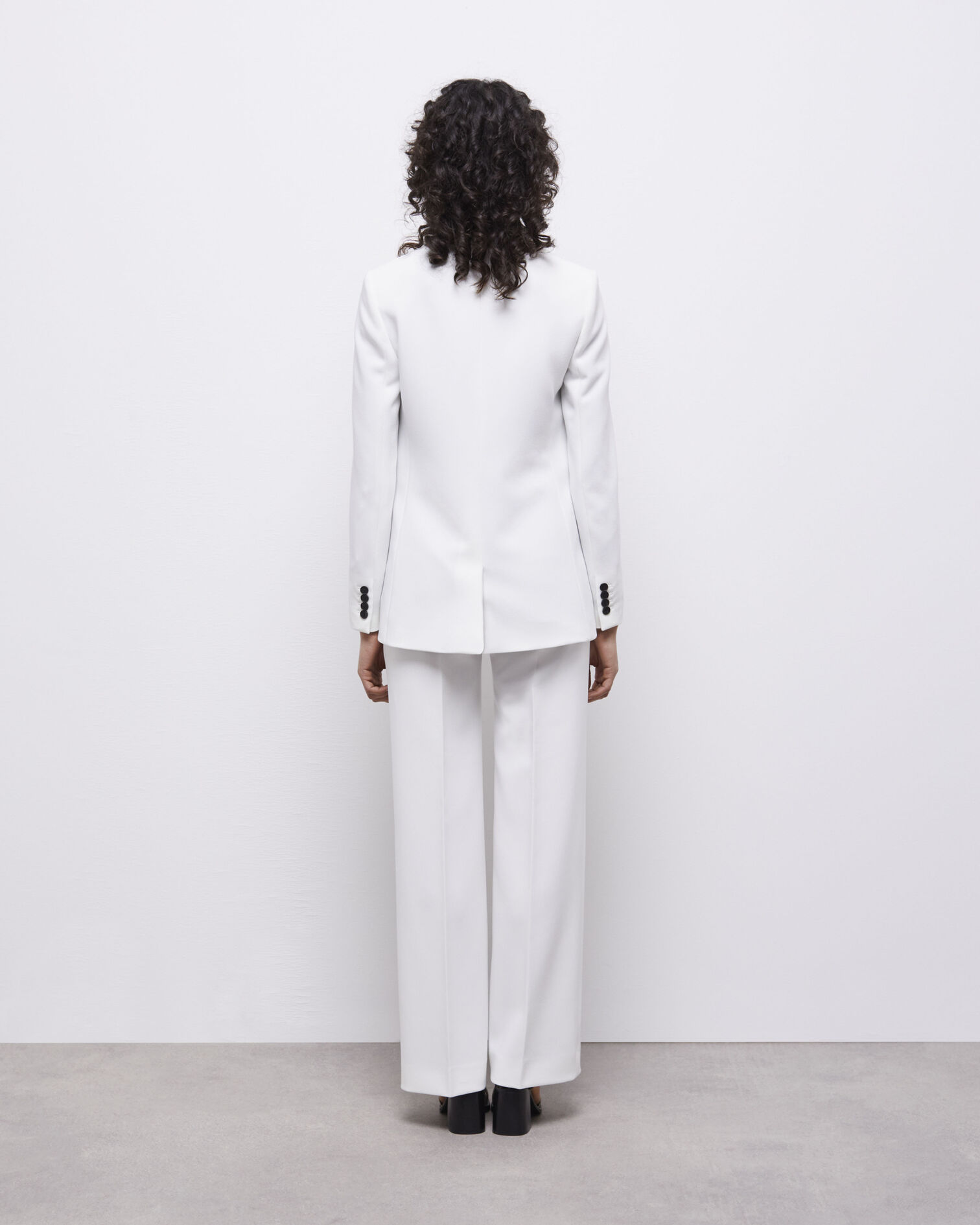White crêpe suit jacket, ECRU, hi-res image number null