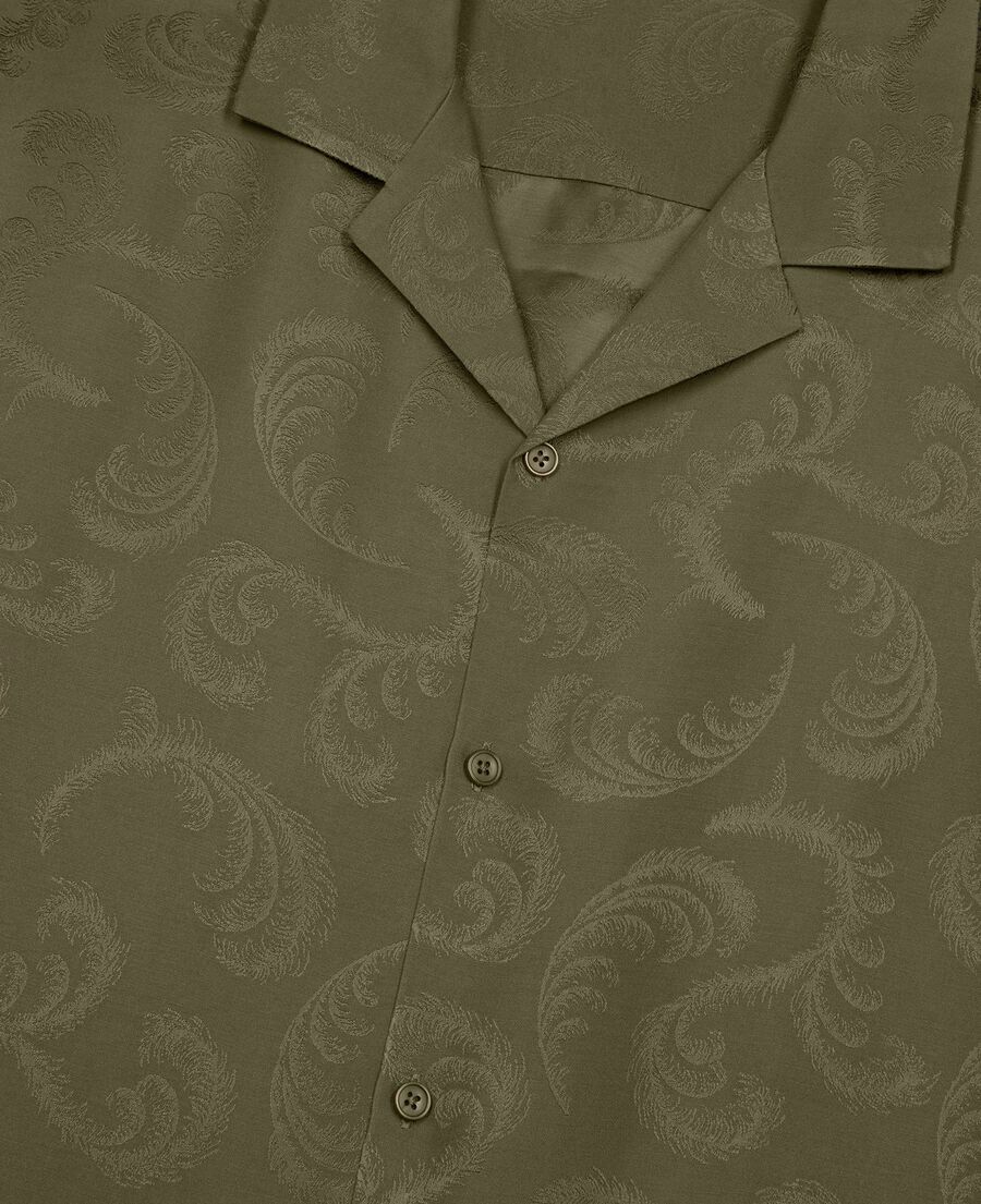 The Kooples HOMME OLIVE KAKI chemise manches courtes en jacquard kaki