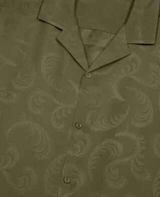 The Kooples HOMME OLIVE KAKI chemise manches courtes en jacquard kaki