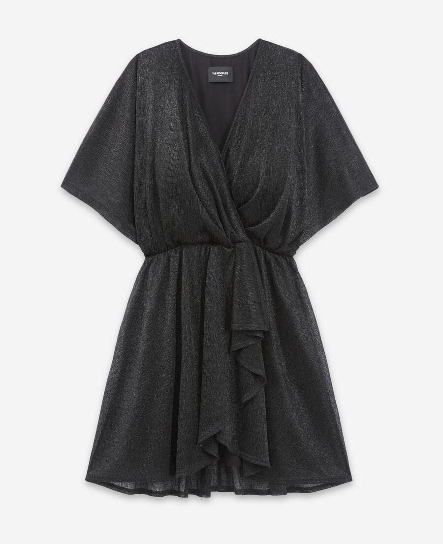 The Kooples MUJER BLACK vestido cruzado negro con detalle drapeado