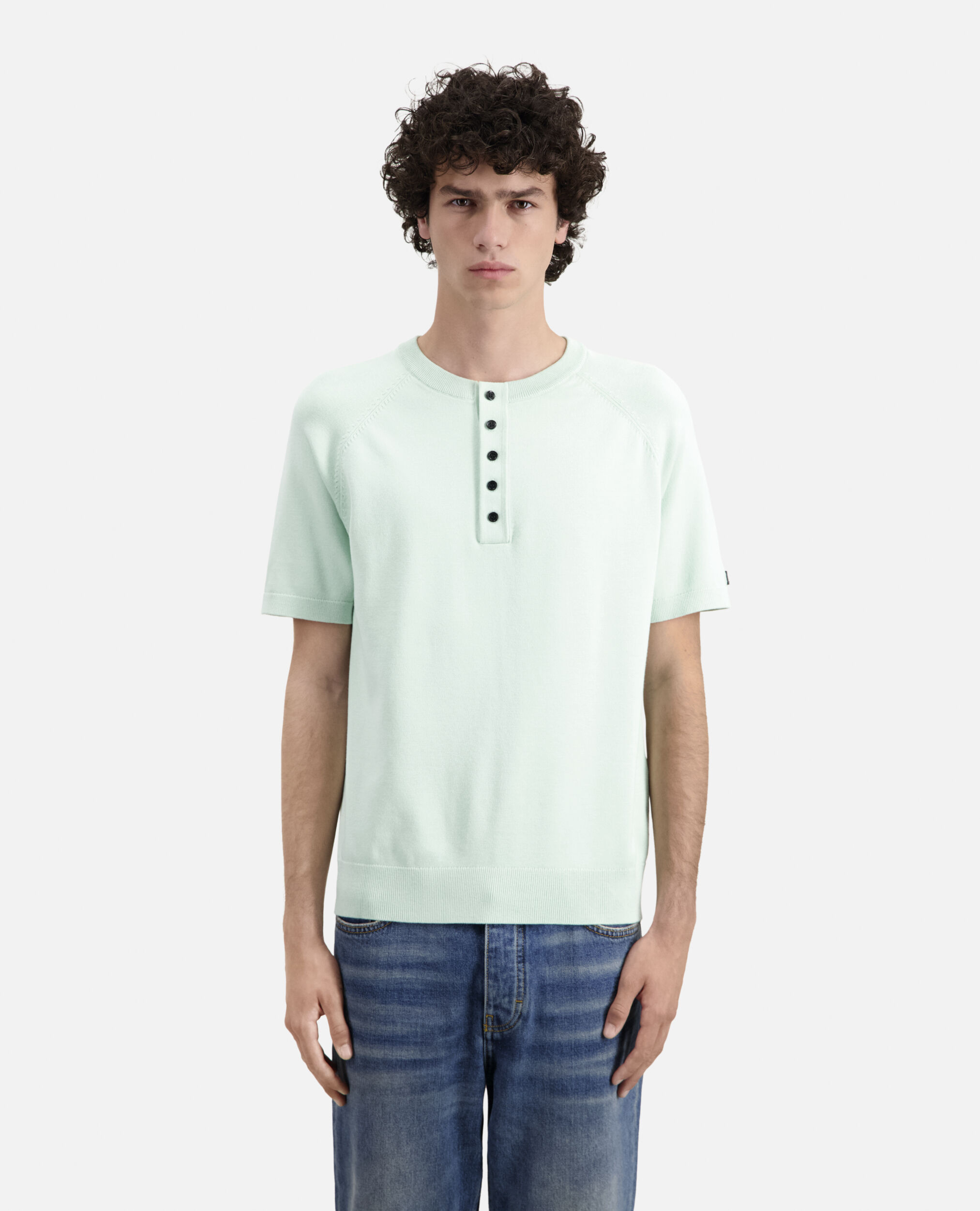 Men's green knit t-shirt, OCEAN, hi-res image number null
