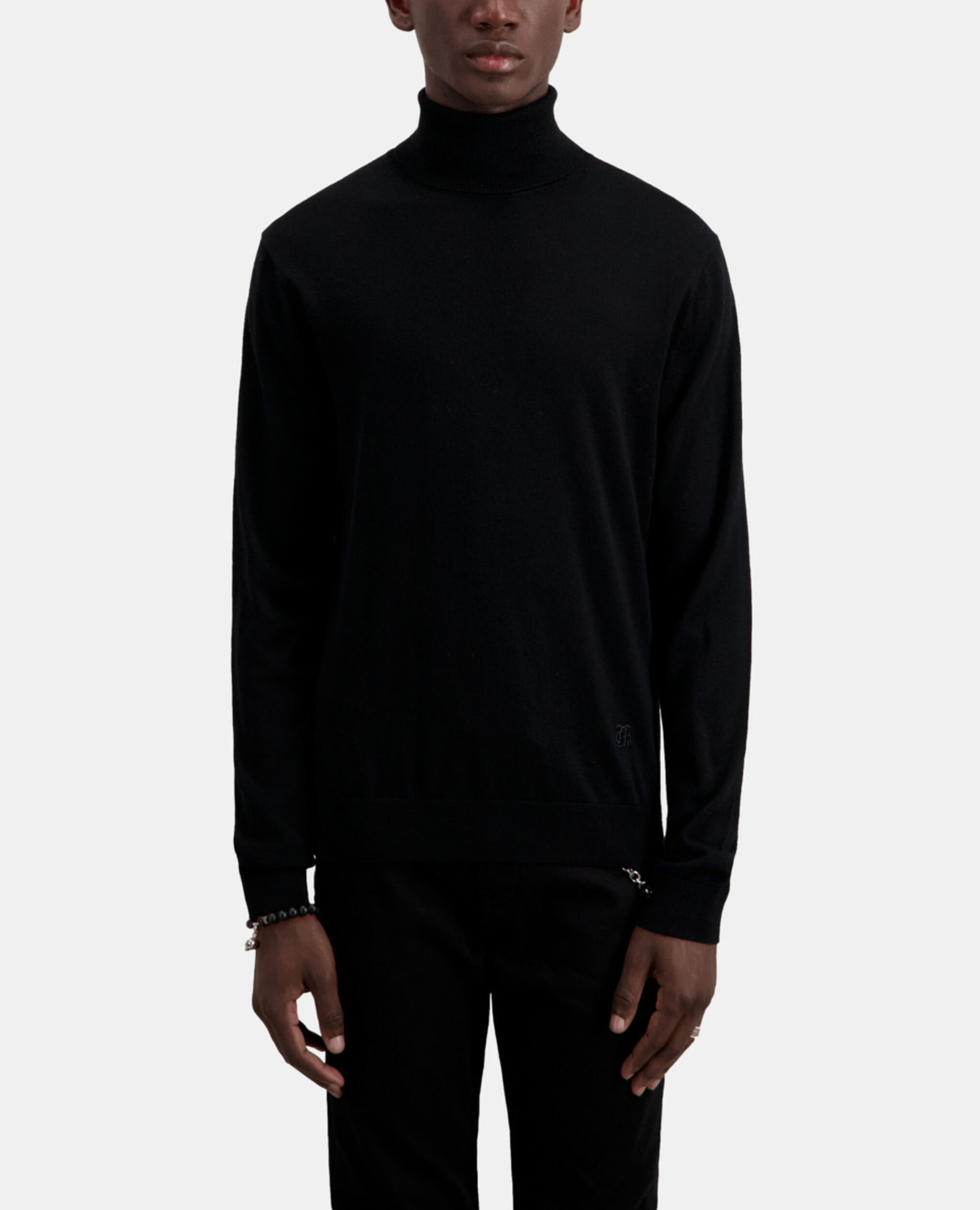 Pull noir en laine mérinos, BLACK, hi-res image number null