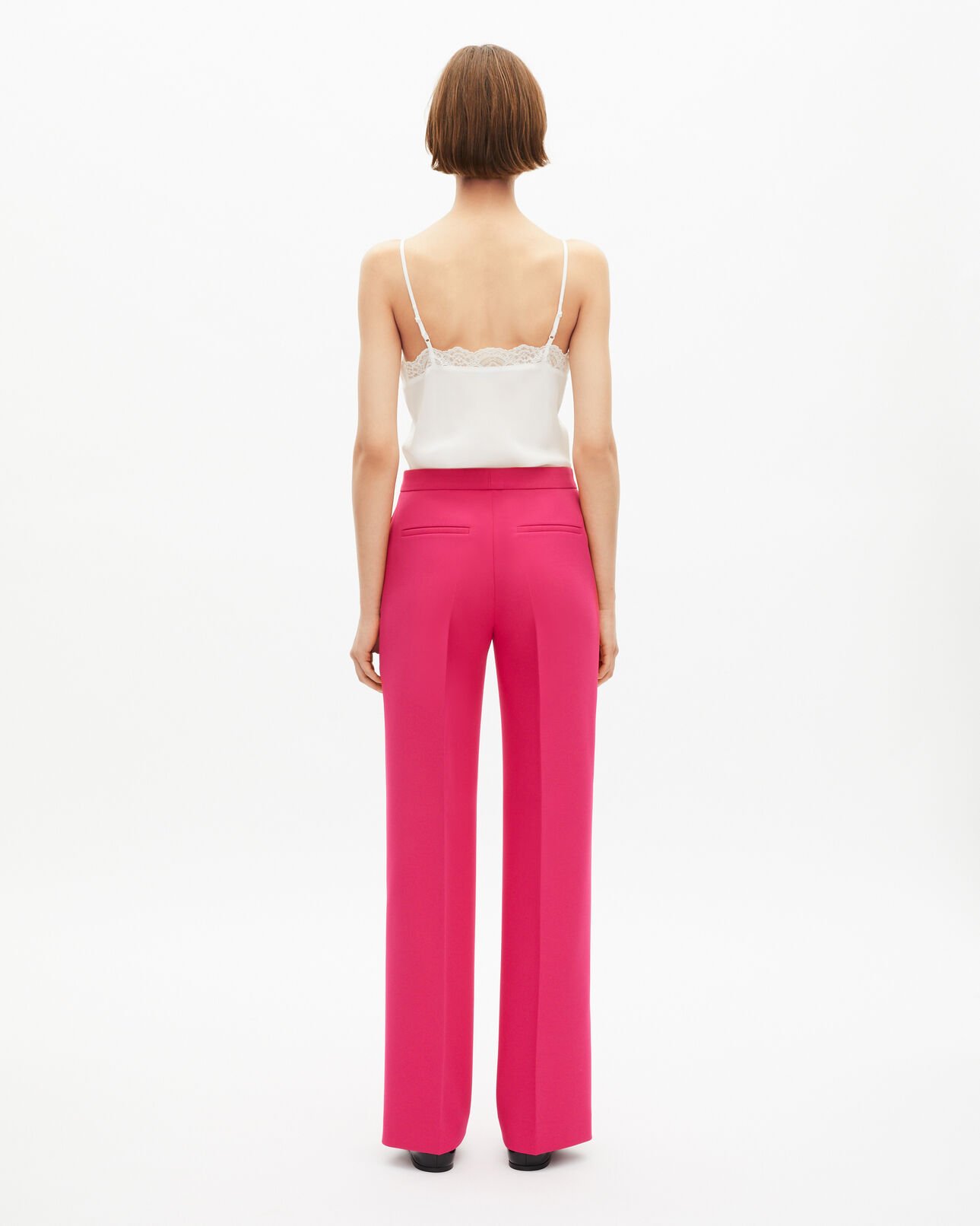 The Kooples FEMME PINK pantalon tailleur rose en crêpe