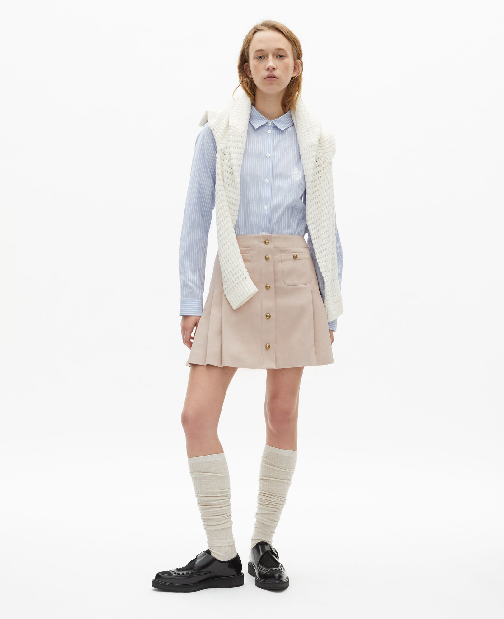 The Kooples WOMEN LILA light pink pleated short skirt