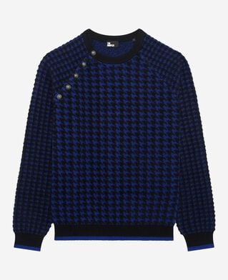 The Kooples DAMEN BLACK NAVY blauer hahnentrittpullover aus wollgemisch