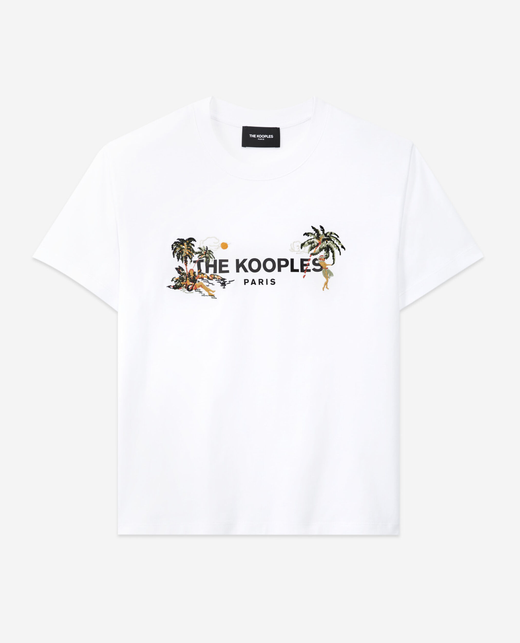 Embroidered white T-shirt with The Kooples logo, WHITE, hi-res image number null