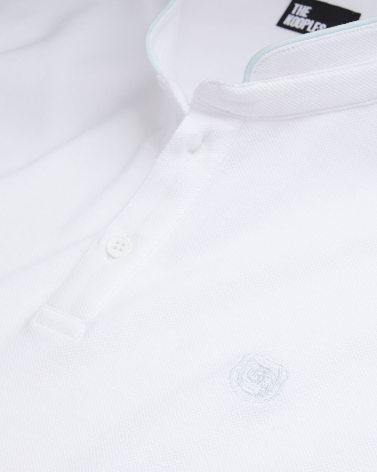 The Kooples HOMME WHITE / DUCK BLUE polo blanc en coton