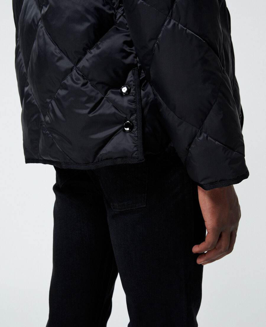 Quilted embroidered jacket w/leather pocket The Kooples UK