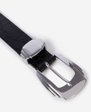 The Kooples WOMEN BLACK black crocodile-effect leather belt