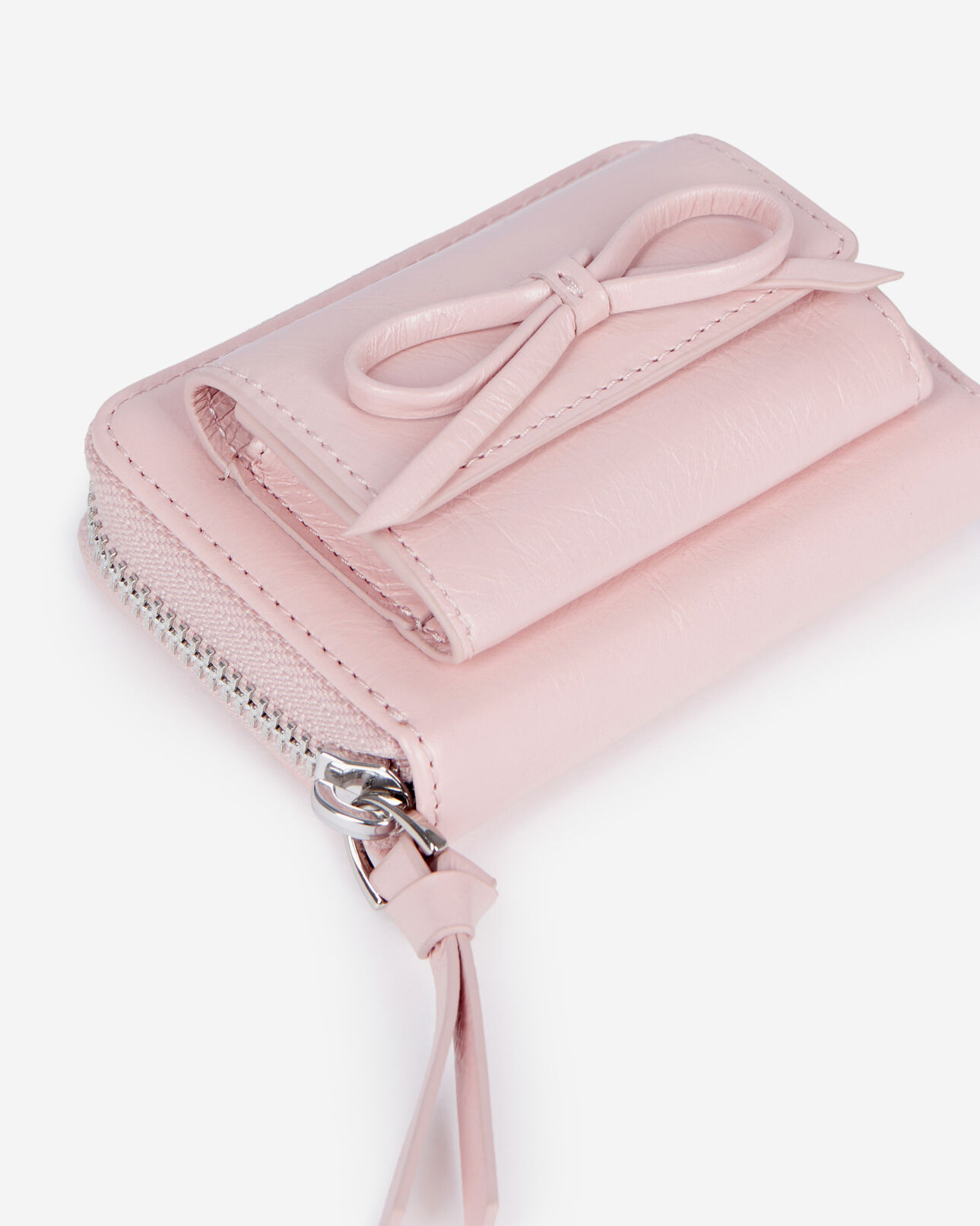 The Kooples FEMME PINK porte monnaie amelia en cuir rose