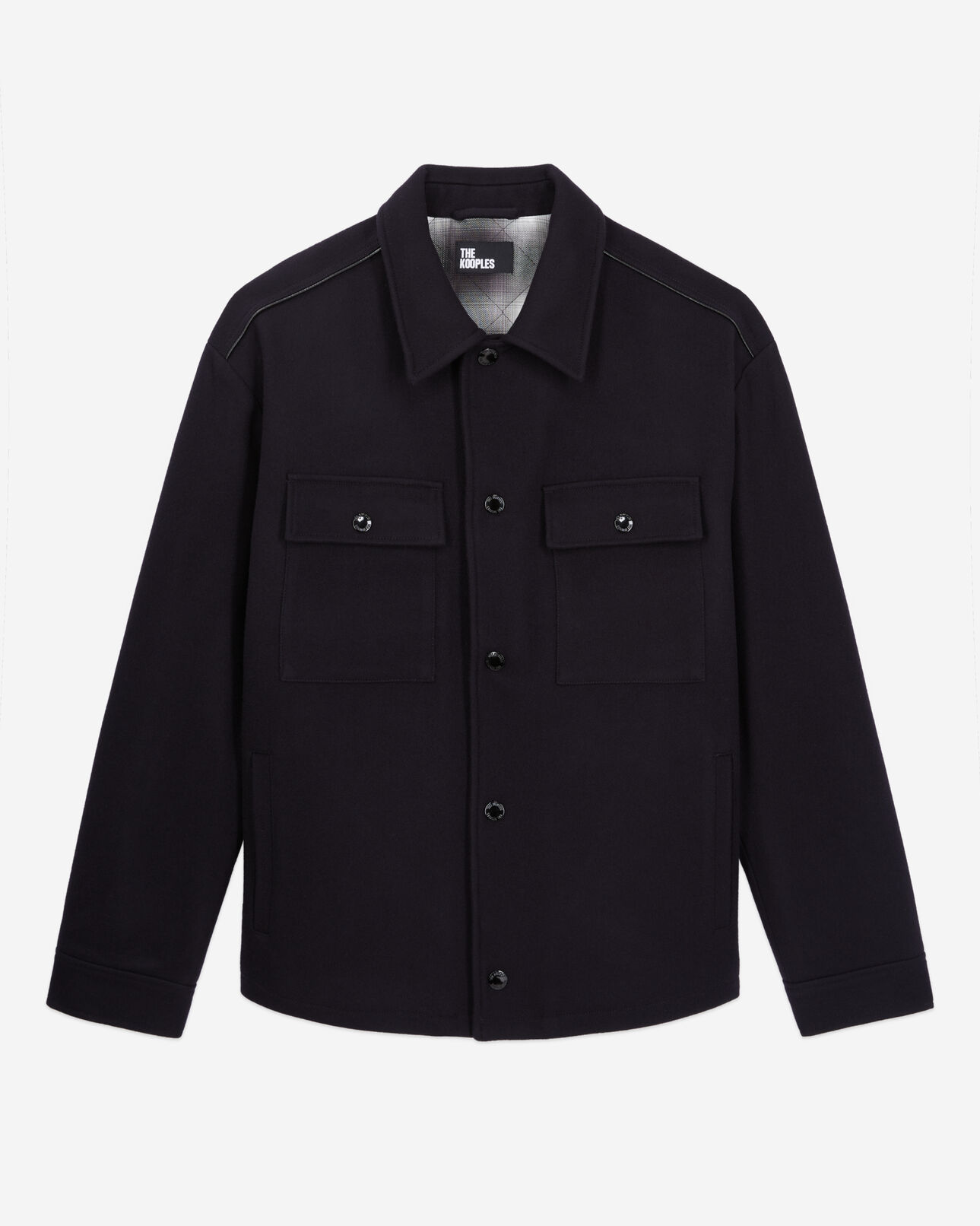 The Kooples MEN DARK NAVY blue wool-blend overshirt jacket