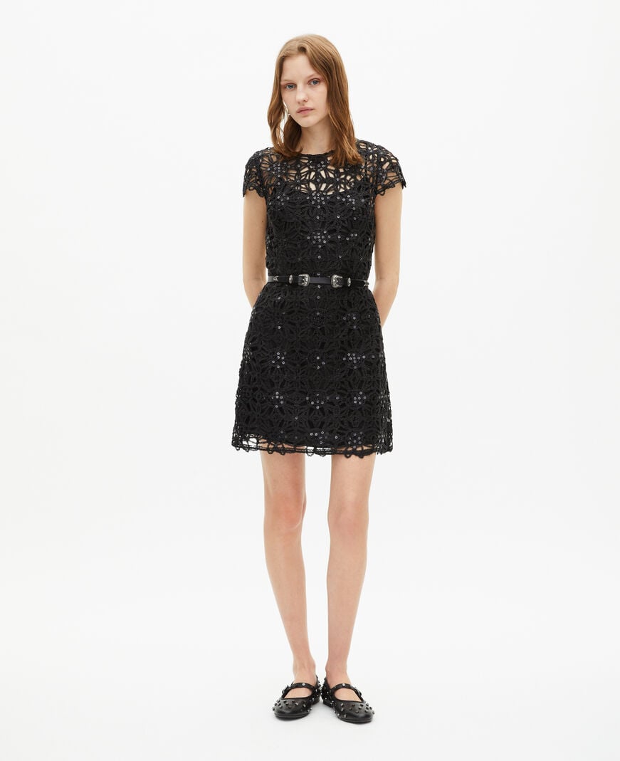 The Kooples WOMEN BLACK short black guipure dress