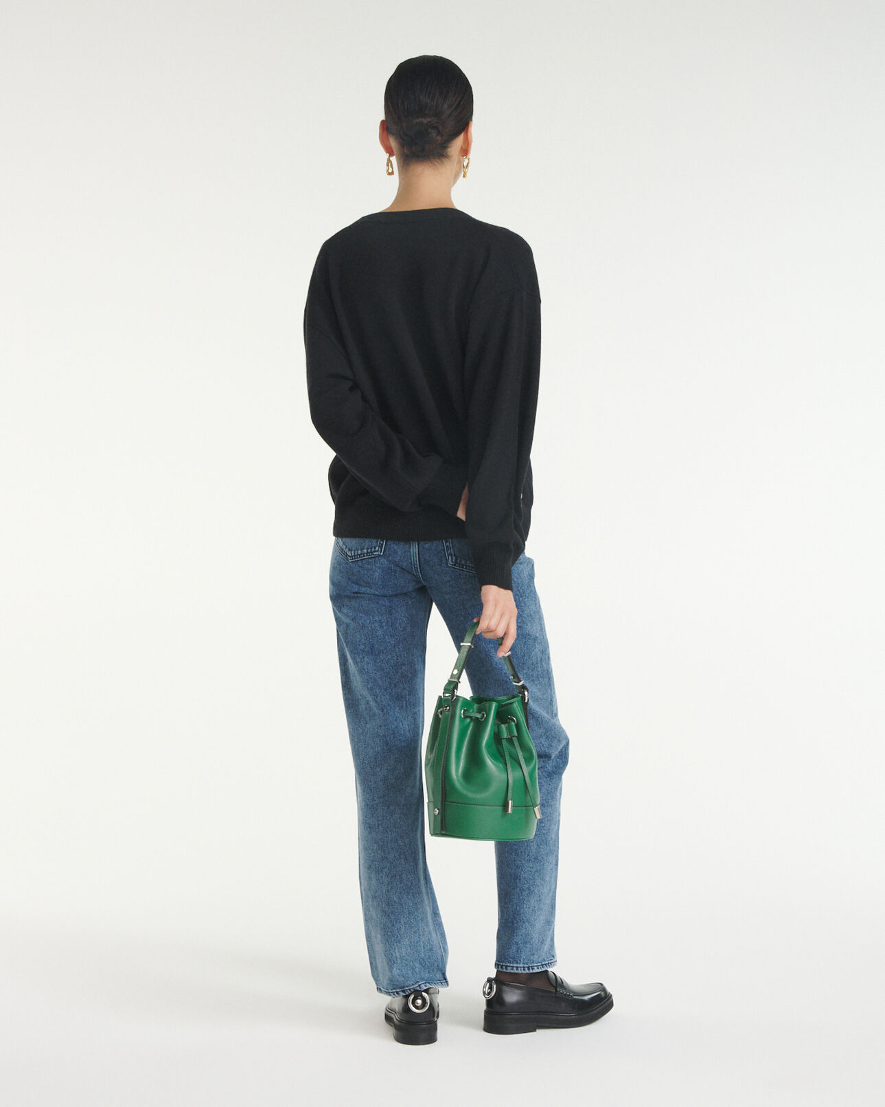 The Kooples DAMEN BLACK schwarze strickjacke mit knöpfen