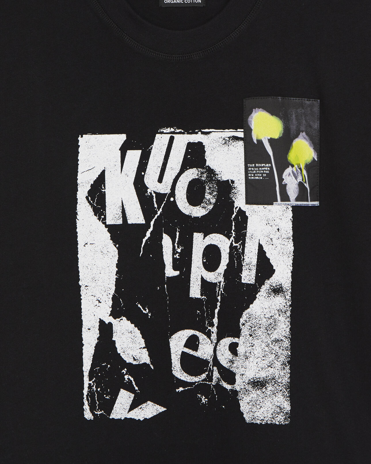 The Kooples WOMEN BLACK organic black cotton t-shirt with motif
