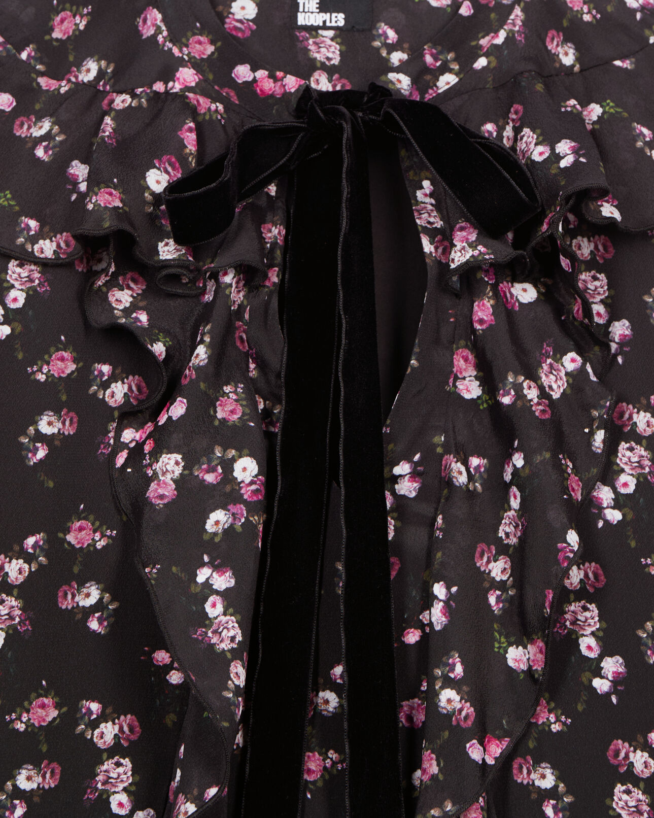 The Kooples FEMME BLACK robe courte à volants imprimé fleuri