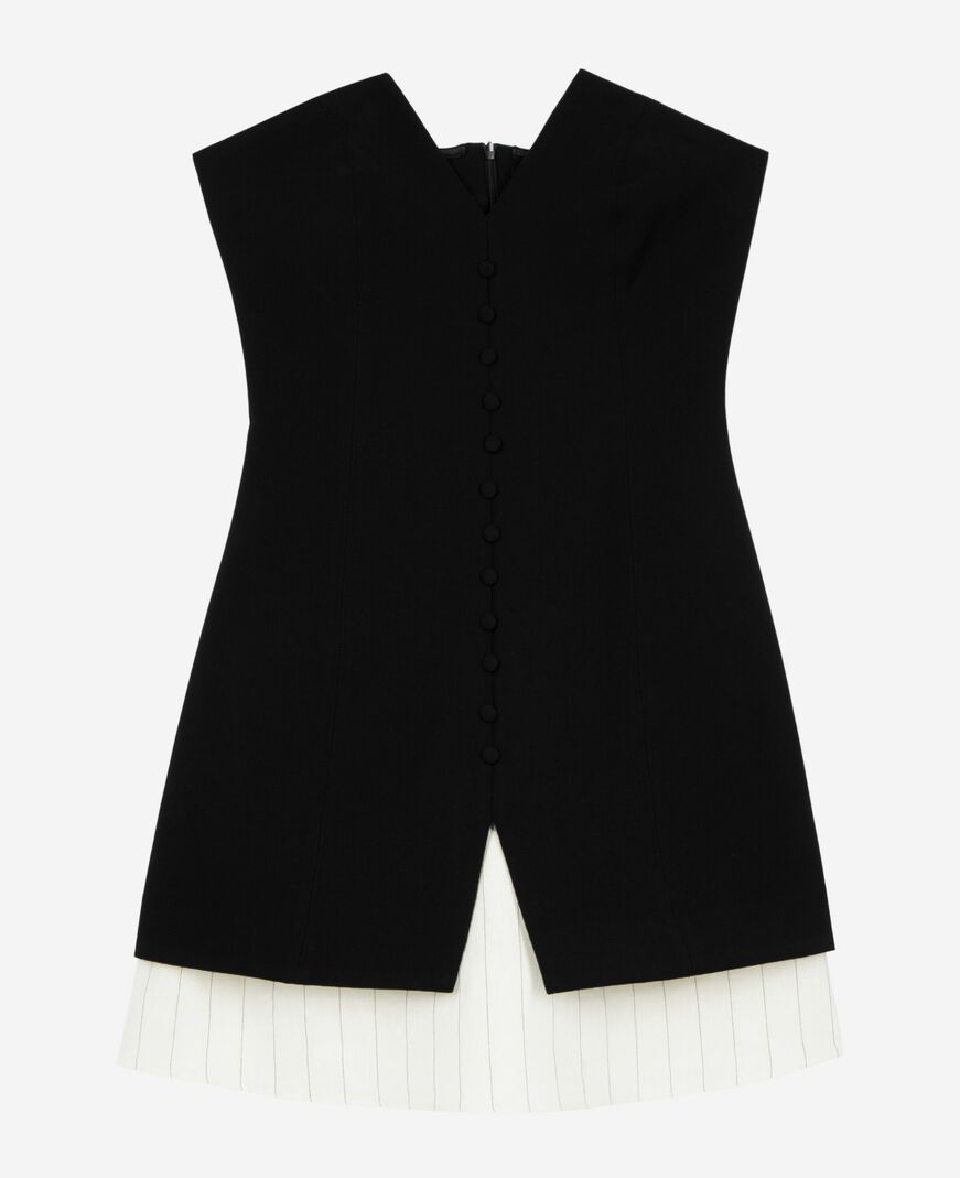 The Kooples WOMEN BLACK black two-material strapless short dress