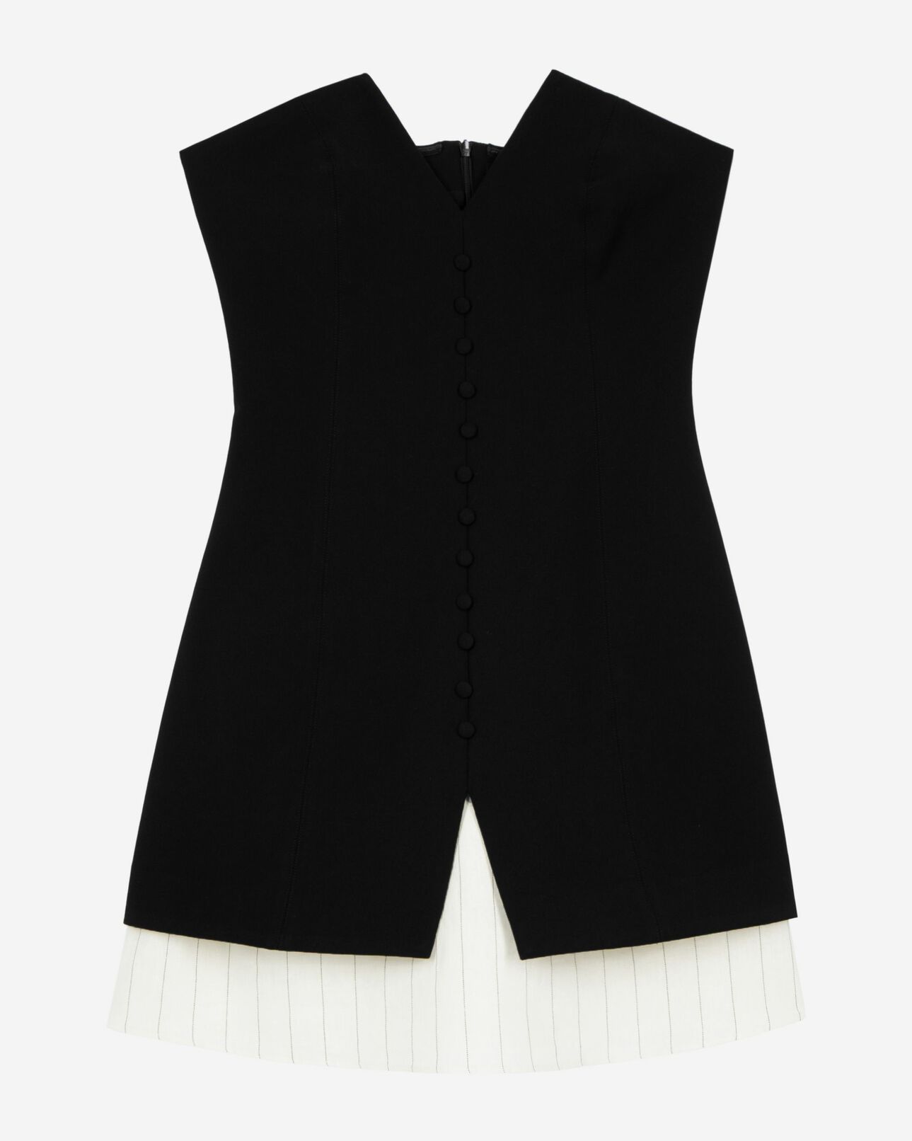 The Kooples WOMEN BLACK black two-material strapless short dress