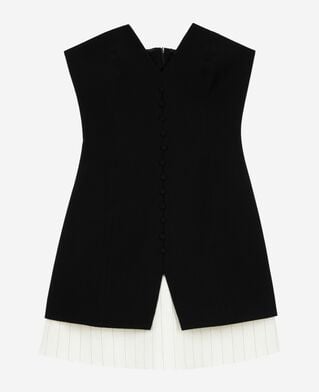 The Kooples FEMME BLACK robe courte bustier bi-matière noire