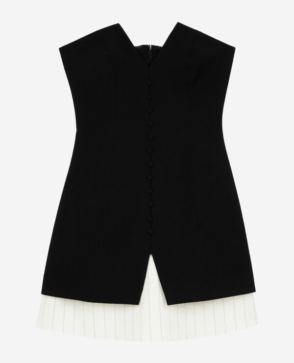 The Kooples FEMME BLACK robe courte bustier bi-matière noire
