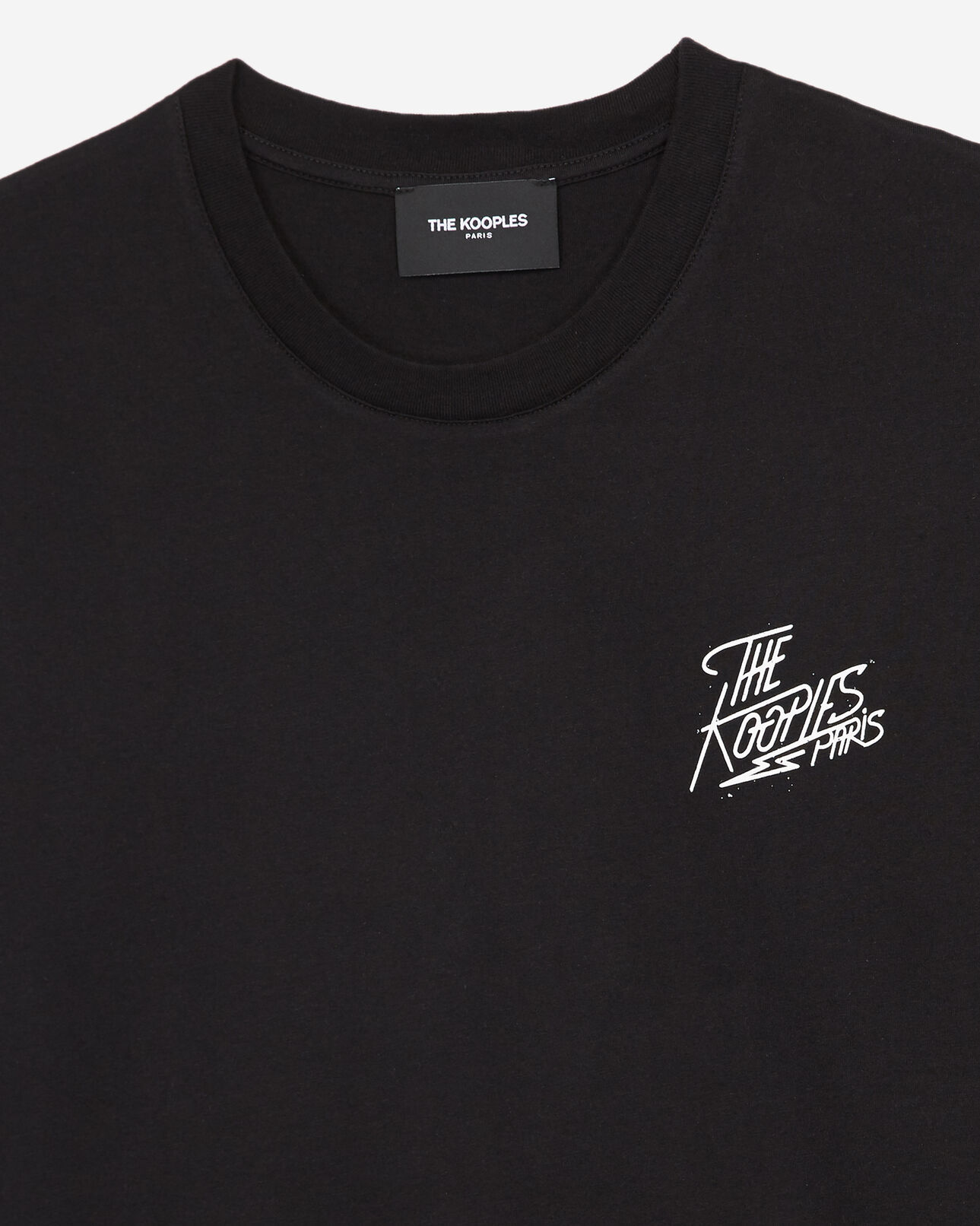 The Kooples HOMME BLACK t-shirt noir coton sérigraphie poitrine
