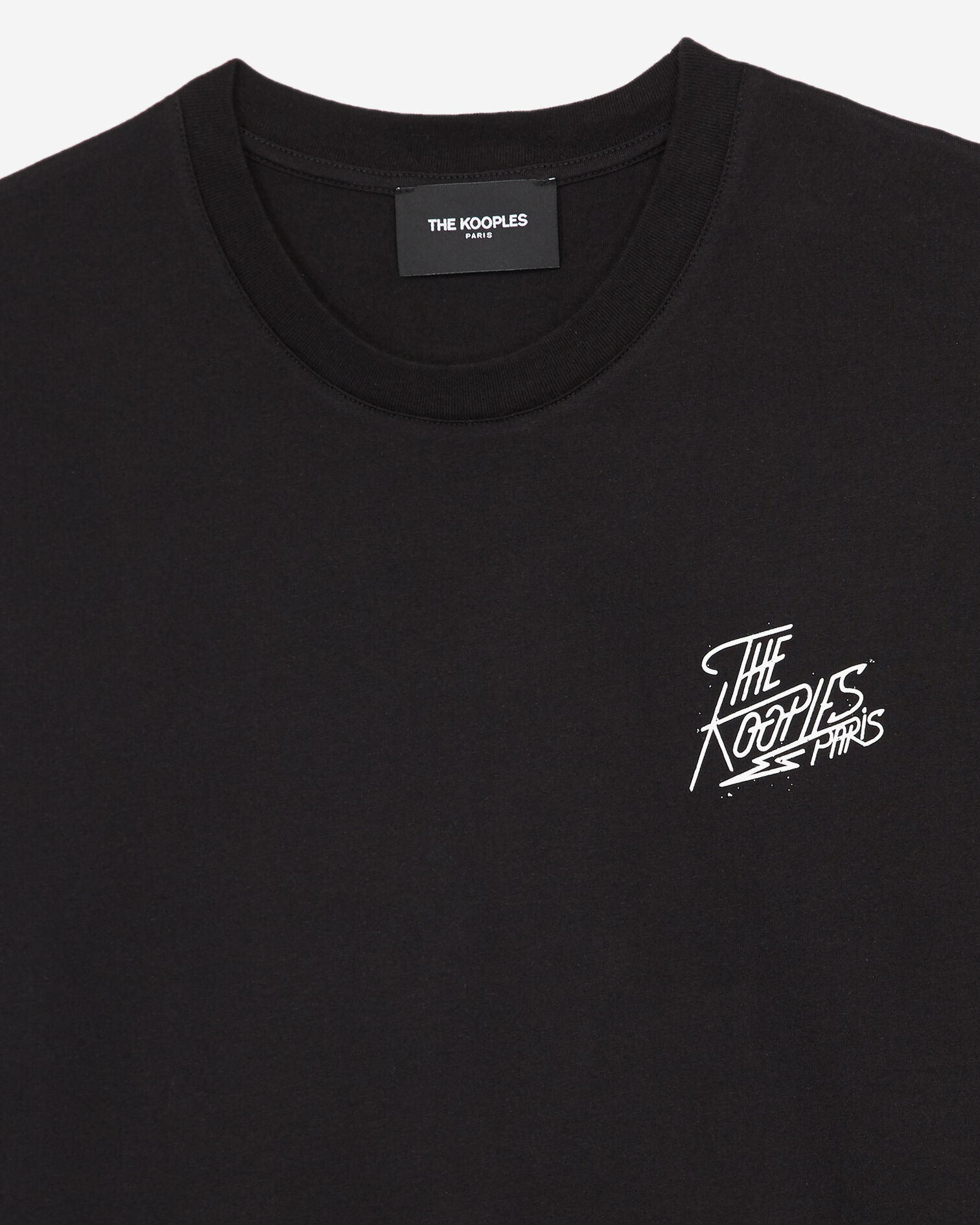 T-shirt noir coton sérigraphie poitrine, BLACK, hi-res image number null