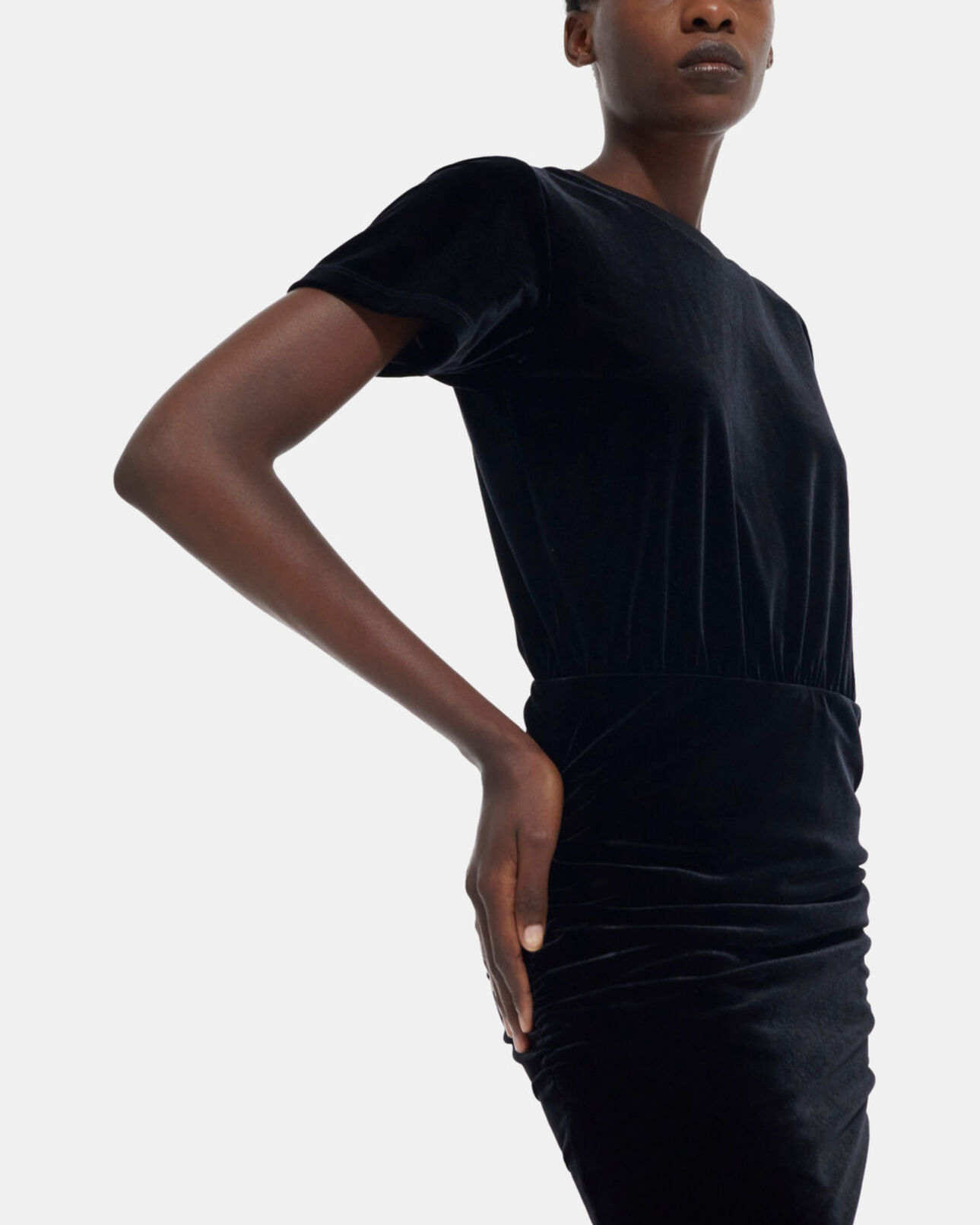 The Kooples WOMEN BLACK short black velvet dress
